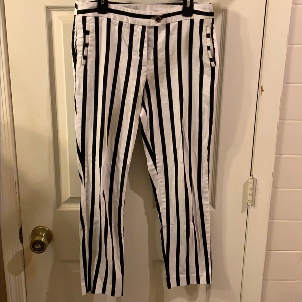 Anne Klein black & white striped pants size 2